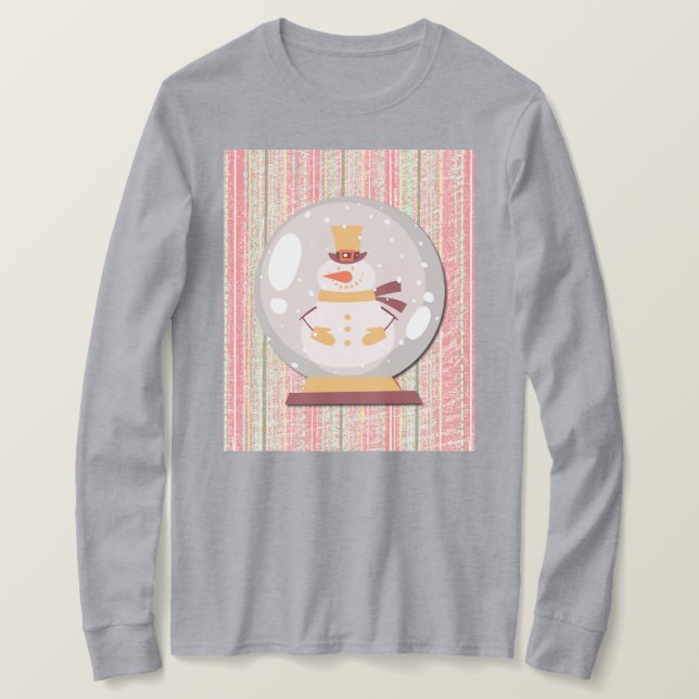 Cute Snowman Snow Globe Art on T-Shirt (Design vorne)