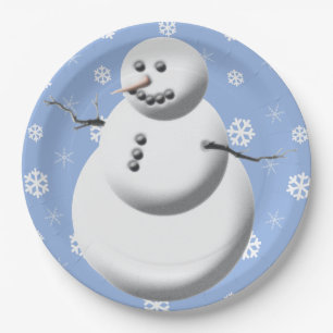 Cute Snowman Winter Holiday Snowmen Xmas Pappteller