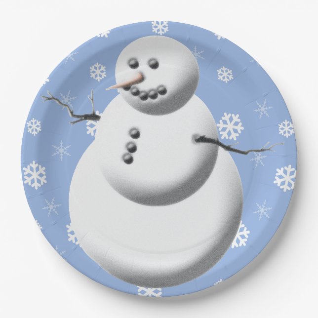 Cute Snowman Winter Holiday Snowmen Xmas Pappteller (Vorderseite)