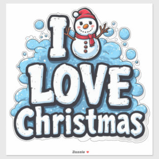 Cute Snowman With Red Hat And Scarf Aufkleber