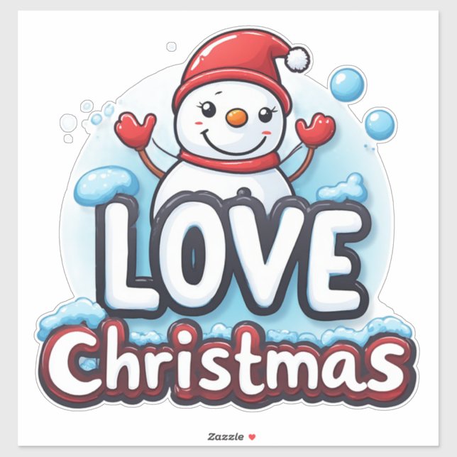 Cute Snowman With Red Hat And Scarf Aufkleber (Blatt)