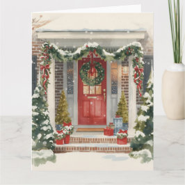 Cute Snowy Christmas Porch Karte