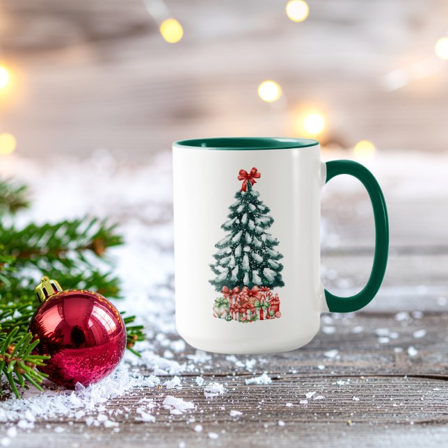Cute Snowy Christmas Tree Green Tasse (Von Creator hochgeladen)