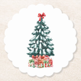 Cute Snowy Christmas Tree Untersetzer