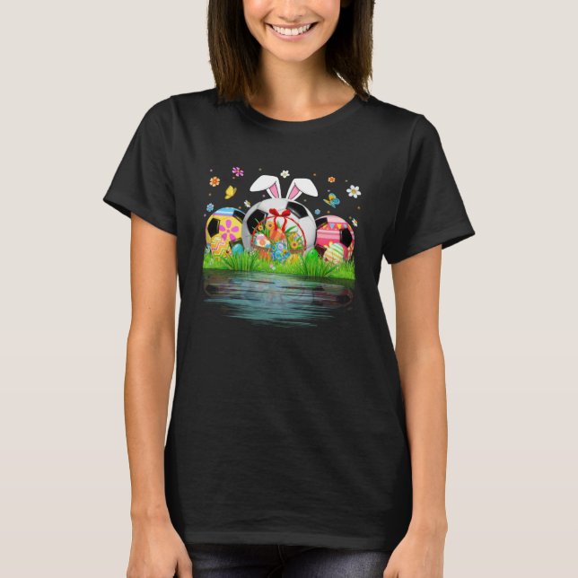 Cute Soccer Ball Egg Bunny Ears Happy Easter Day M T-Shirt (Vorderseite)