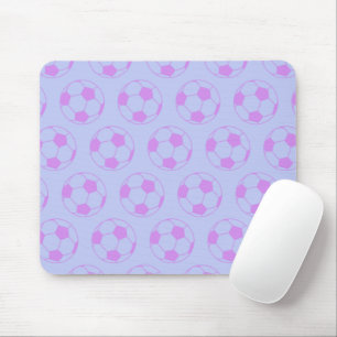 Cute Soccer Ball Pattern in Purple and Blue Mousepad