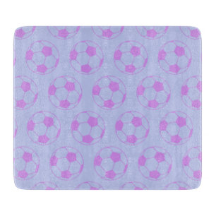 Cute Soccer Ball Pattern in Purple and Blue Schneidebrett