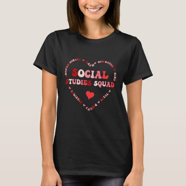 Cute Social Studies Teacher Valentines Day Heart T-Shirt (Vorderseite)