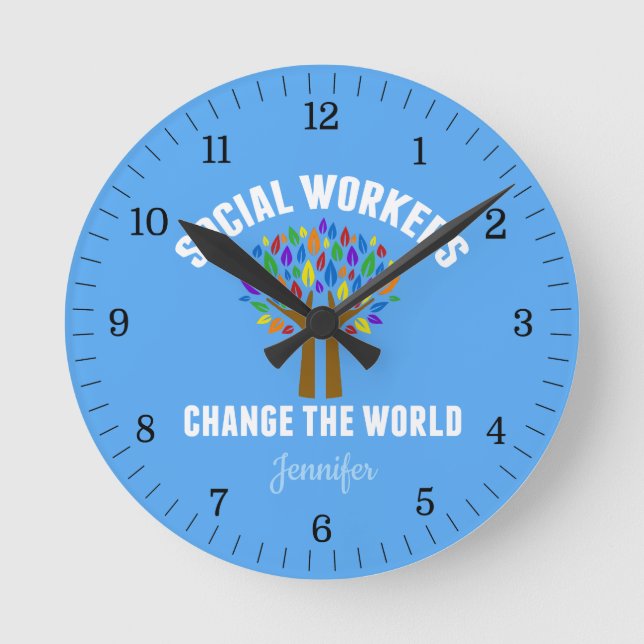 Cute Social Work Quote Runde Wanduhr (Vorderseite)
