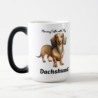 Cute Soft Brown Morning Dachshund Personalize Verwandlungstasse