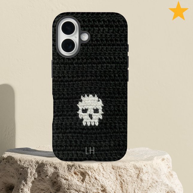 Cute Soft Goth Crochet Skull Yarn Custom Name Case-Mate iPhone Hülle (Von Creator hochgeladen)