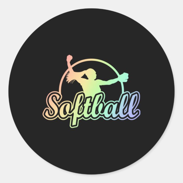 Cute Softball Runder Aufkleber (Vorderseite)