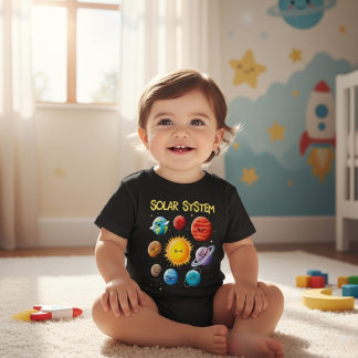 Cute Solar System Cartoon Planets Kleinkind T-shirt