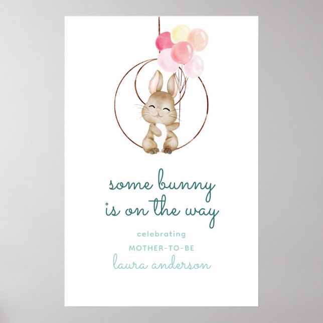 Cute Some Bunny Is On The Way Nursery Poster (Vorne)