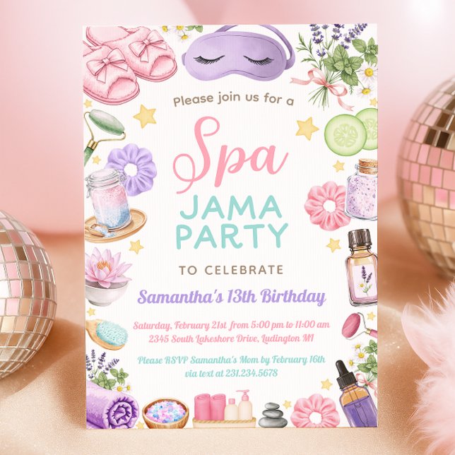 Cute Spa Pajama Party Birthday Einladung (Cute Spa Pajama Party Birthday Invitation
)