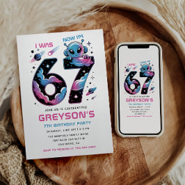 Cute Space 7th Birthday | Six & Seven Year Old Einladung