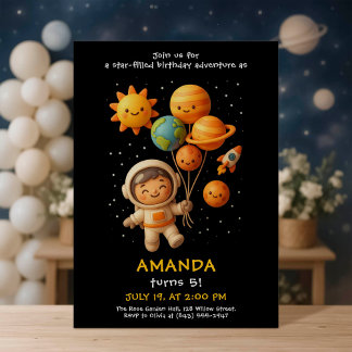 Cute Space Astronaut Birthday Card Einladung