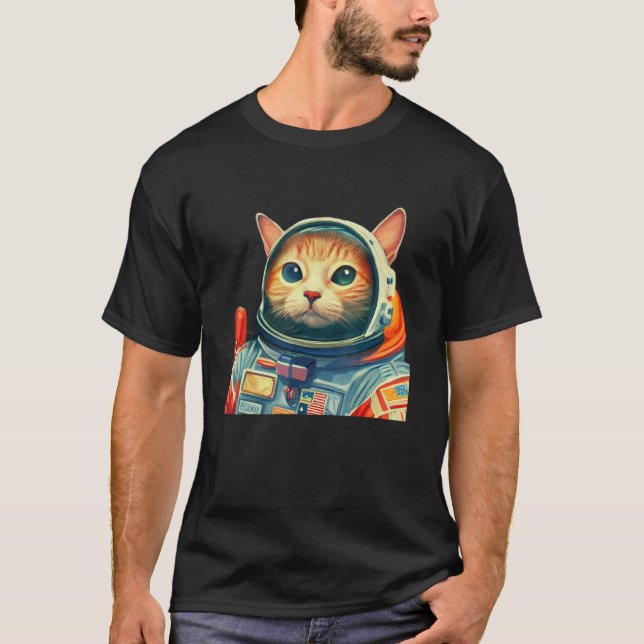 Cute Space Cat Astronaut Kitten Adorable SciFi Pet T-Shirt (Vorderseite)