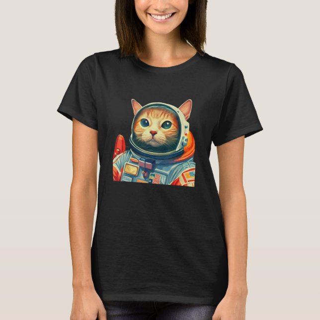 Cute Space Cat Astronaut Kitten Adorable SciFi Pet T-Shirt (Vorderseite)