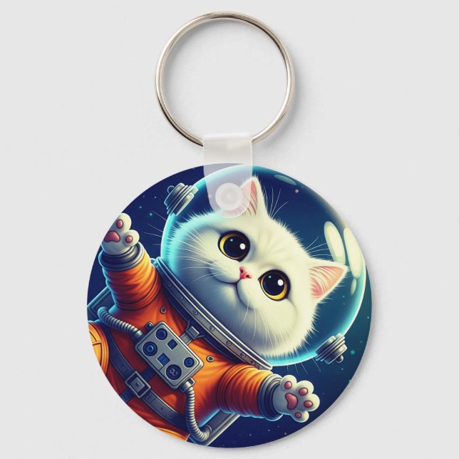 Cute Space Cat Schlüsselanhänger (Vorderseite)
