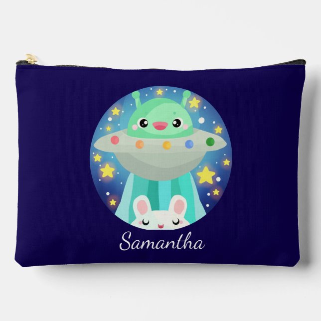 Cute Space Creature And Bunny Rabbit Zubehörtasche (Vorderseite)