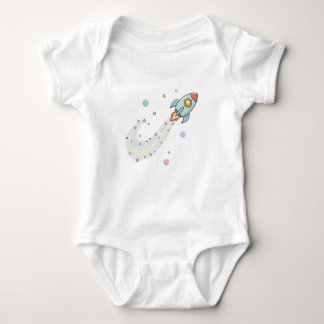 Cute Space Rocket Baby Bodysuit – Pastel Galaxy St Baby Strampler