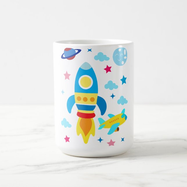Cute Spacecraft Rocket Ships Pattern Kaffeetasse (Mittel)
