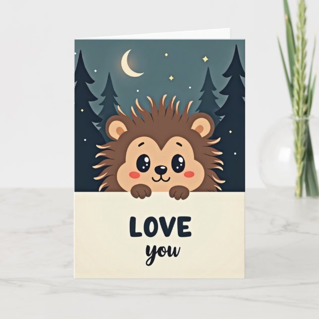 Cute Spiky Hedgehog Love You Card Karte (Vorderseite)
