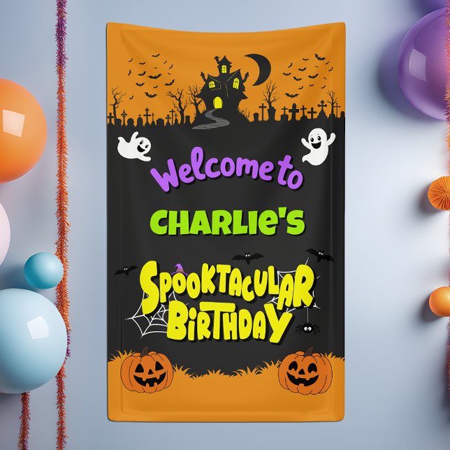 Cute Spooktacular Halloween Fun Birthday Welcome Banner (Von Creator hochgeladen)