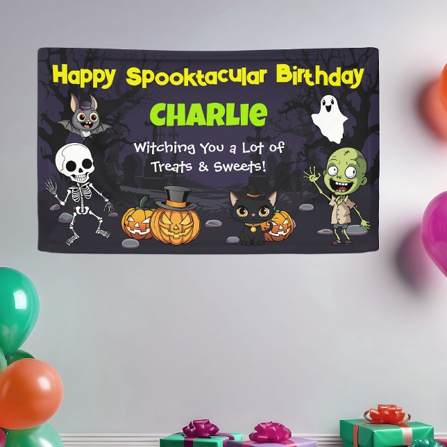 Cute Spooktacular Halloween Monster Fun Birthday Banner (Von Creator hochgeladen)