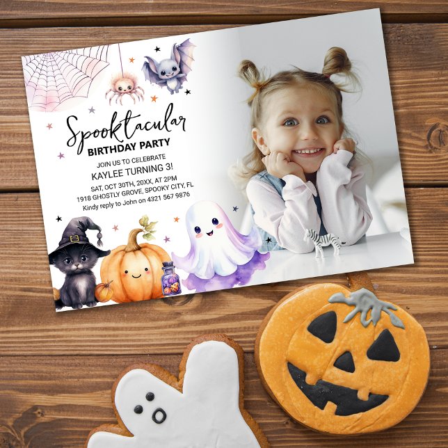 Cute Spooktacular Photo Birthday Party Einladung (Von Creator hochgeladen)