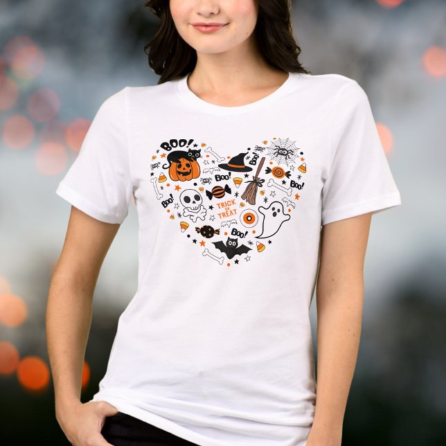 Cute Spooky Halloween Black and Orange Tri-Blend Shirt (Von Creator hochgeladen)