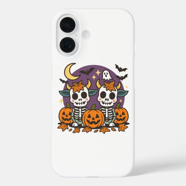 Cute Spooky Skeleton Cows with Pumpkins  Case-Mate iPhone Hülle (Rückseite)
