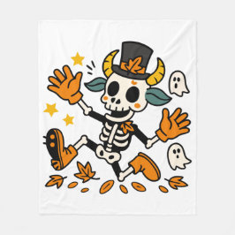 Cute Spooky Skeleton Goat Fleece Blanket