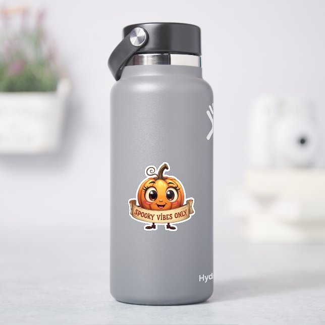 Cute "Spooky Vibes Only" Pumpkin Halloween Sticker (HydroFlask)