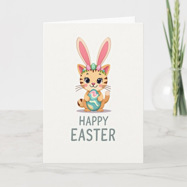 Cute Spring Feline Celebration Card Karte (Vorderseite)
