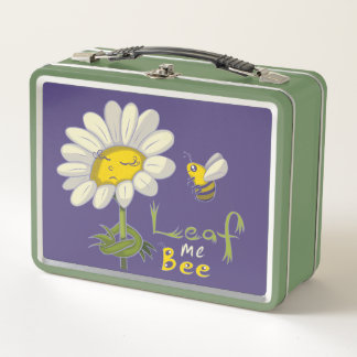 Cute Spring Scene with Daisy Flower and Bee Metall Brotdose