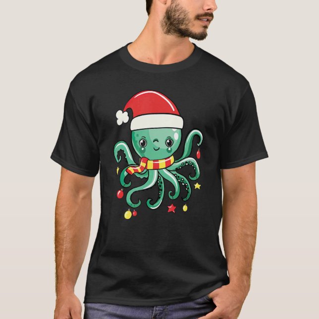 Cute Squid Santa Xmas Octopus Pajama Family  Chris T-Shirt (Vorderseite)