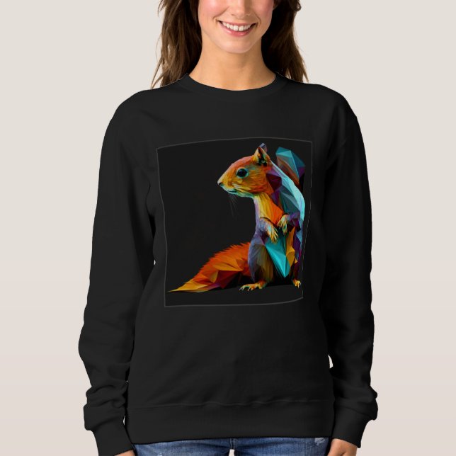 Cute Squirrel Illustration Colorful Polygonal Pop  Sweatshirt (Vorderseite)