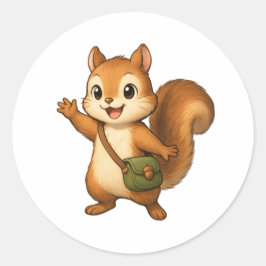 Cute Squirrel Illustration – Okojo and Friends Runder Aufkleber