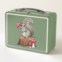 Cute Squirrel Metal Lunchbox for kids, teens