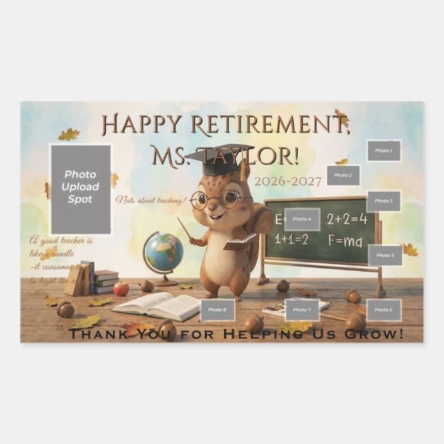 Cute Squirrel Teacher Retirement Sticker Sheet 202 (Vorderseite)