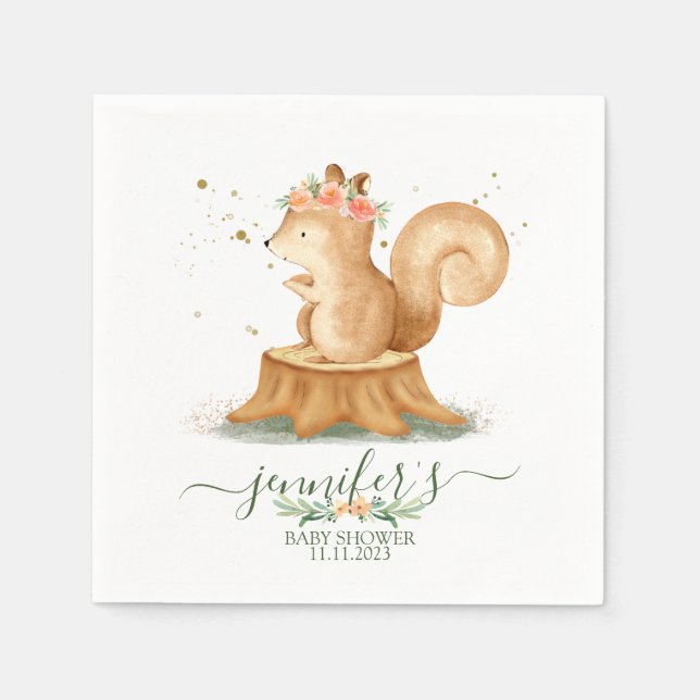 Cute Squirrel wildlife baby newborn Serviette (Vorderseite)
