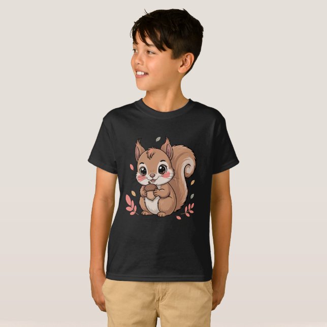 Cute Squirrel with Acorn | Autumn Animal Fall T-Shirt (Vorne ganz)