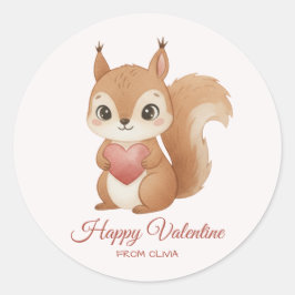 Cute Squirrel with Heart Valentine's Day Runder Aufkleber