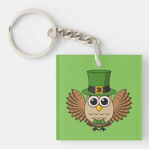 Cute St Patrick's Day Owl Cartoon Schlüsselanhänger