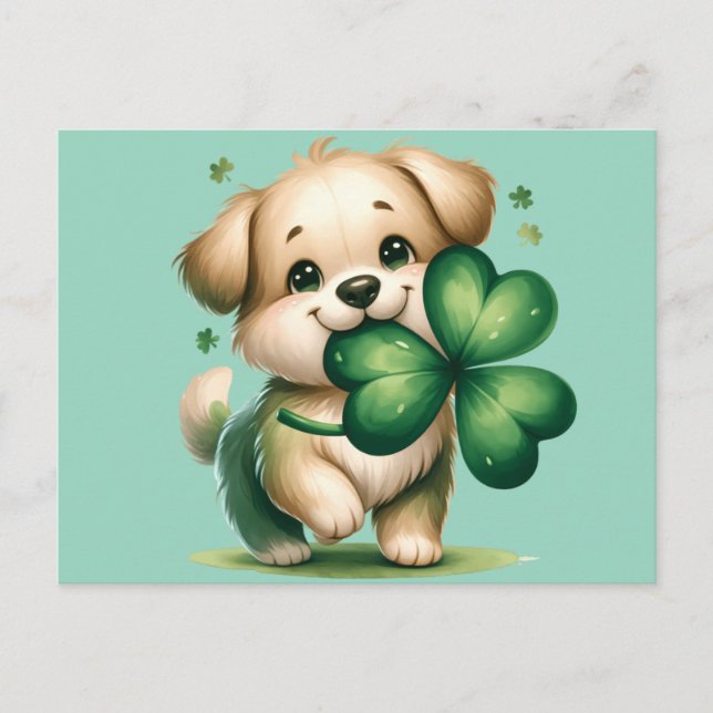 Cute St. Patrick's Day puppy Postkarte (Vorderseite)