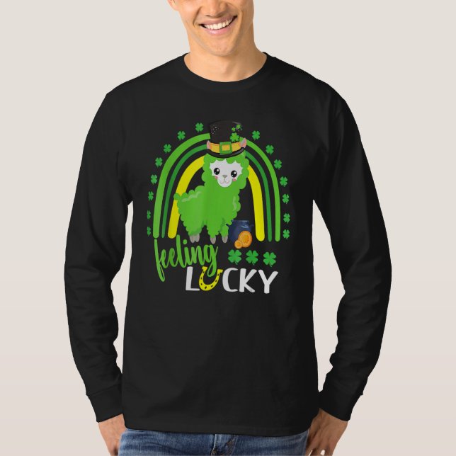 Cute St Patricks Day Rainbow Llama Feeling Lucky S T-Shirt (Vorderseite)