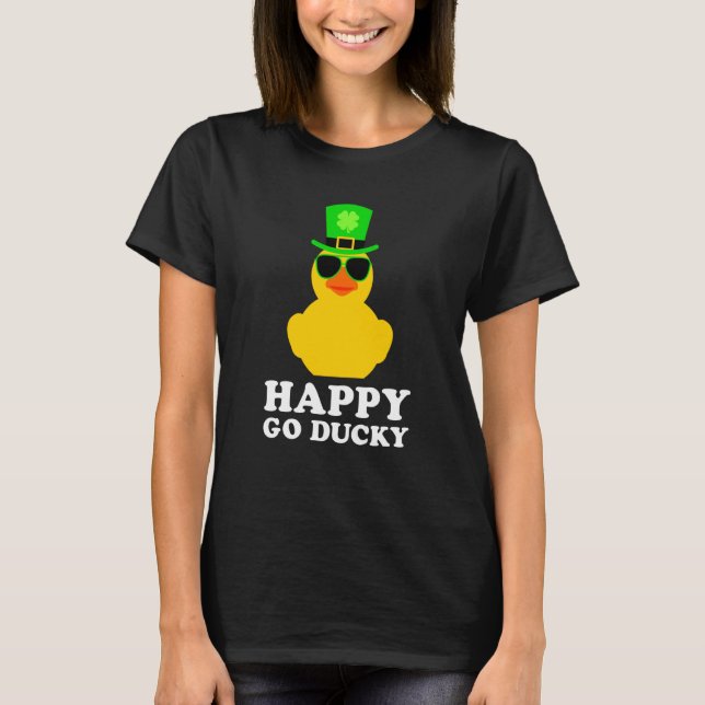 Cute St Patrick's Day Rubber Duck Sunglasses Hat P T-Shirt (Vorderseite)