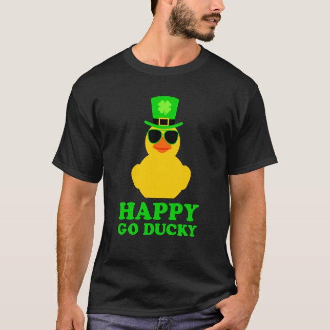 Cute St Patrick's Day Rubber Duck Sunglasses Hat P T-Shirt (Vorderseite)